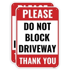 2PC Do Not Block Driveway Sign, 14 x 10 Inches - Aluminum - Active Driveway N...