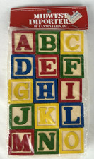 NEW Vtg Midwest Importers Of Cannon Falls Wooden Alphabet Blocks 1" Letters
