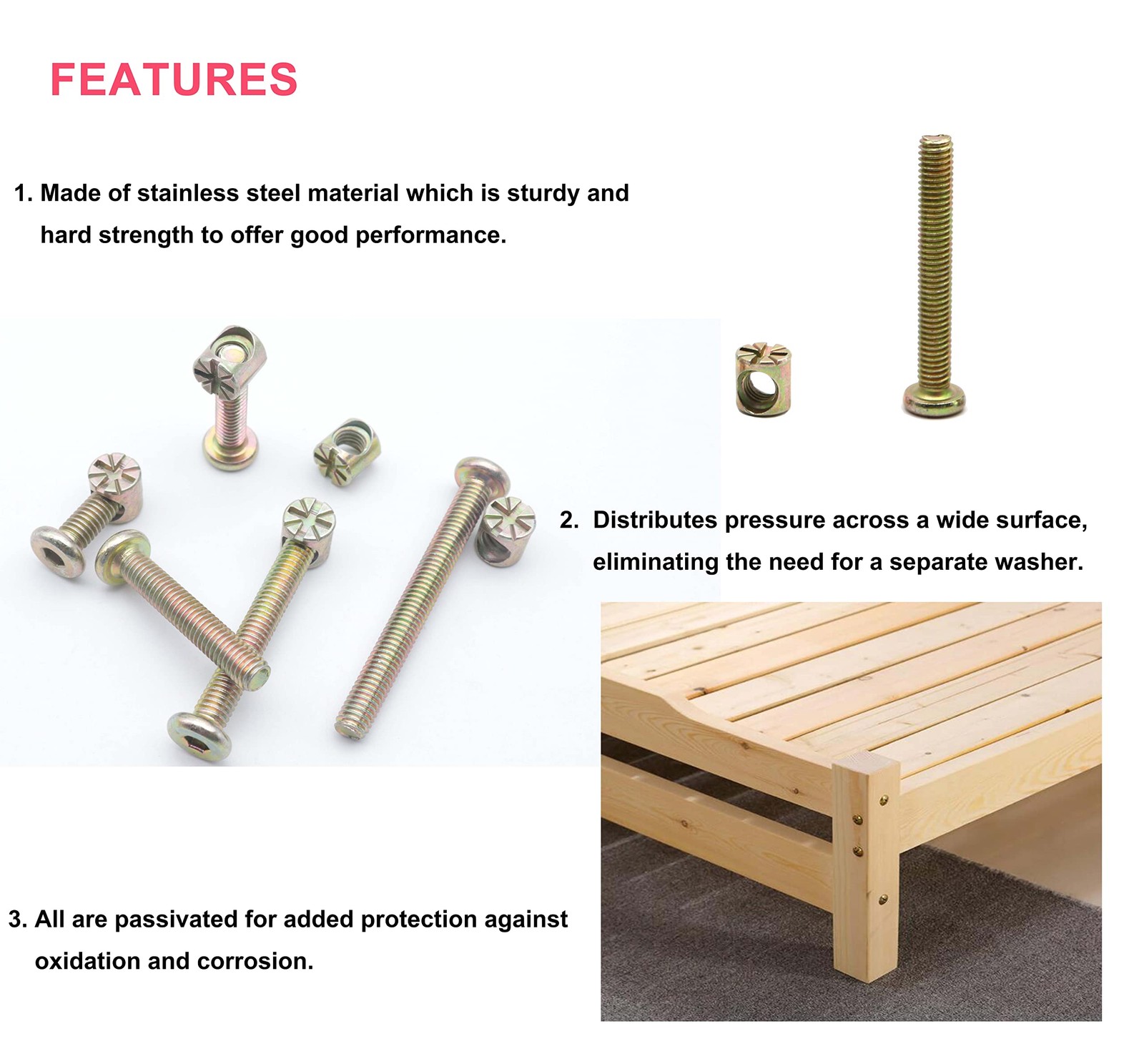 M6 Baby Crib Hardware Kit cSeao 50pcs Socket Cap Bolts Barrel Nuts Assortment