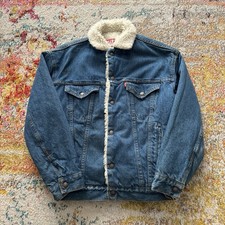 Vintage Levis Sherpa Lined Denim Trucker Jacket Large 80s USA Made