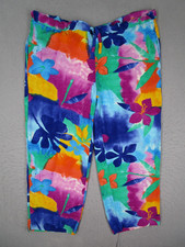 Jams World Pants Women Large Multicolor Tissue Flower W727-TIFL USA 40x26