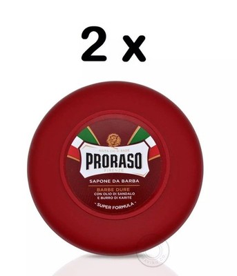 PRORASO Rasierseifentopf rot/grobes Haar Sandelholz & Shea 150ml 2XPACK DOPPEL