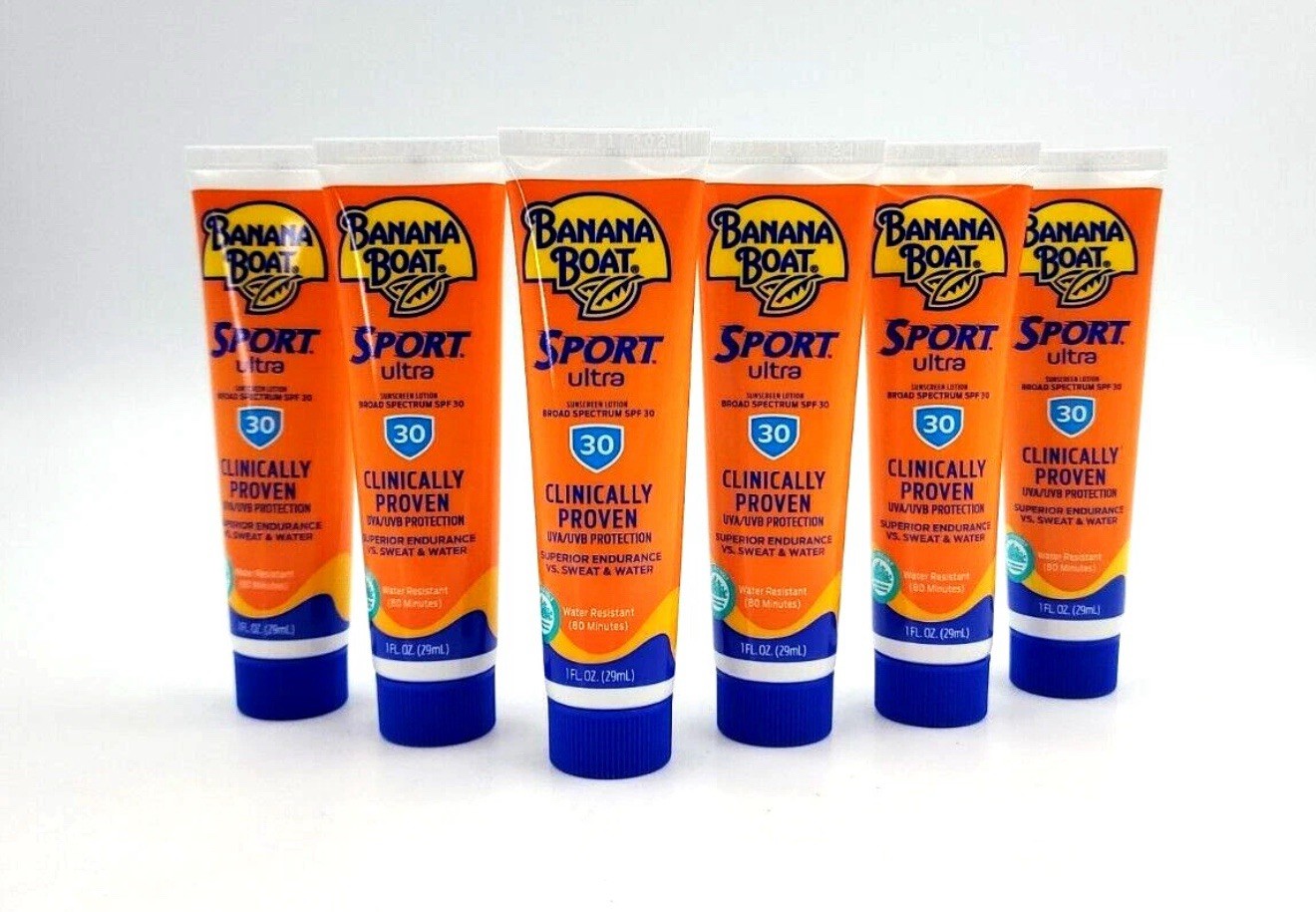 6x Banana Boat SPF 30 Sun Screen Lotion Ultra Sport 1oz ea Travel Size 6oz Total