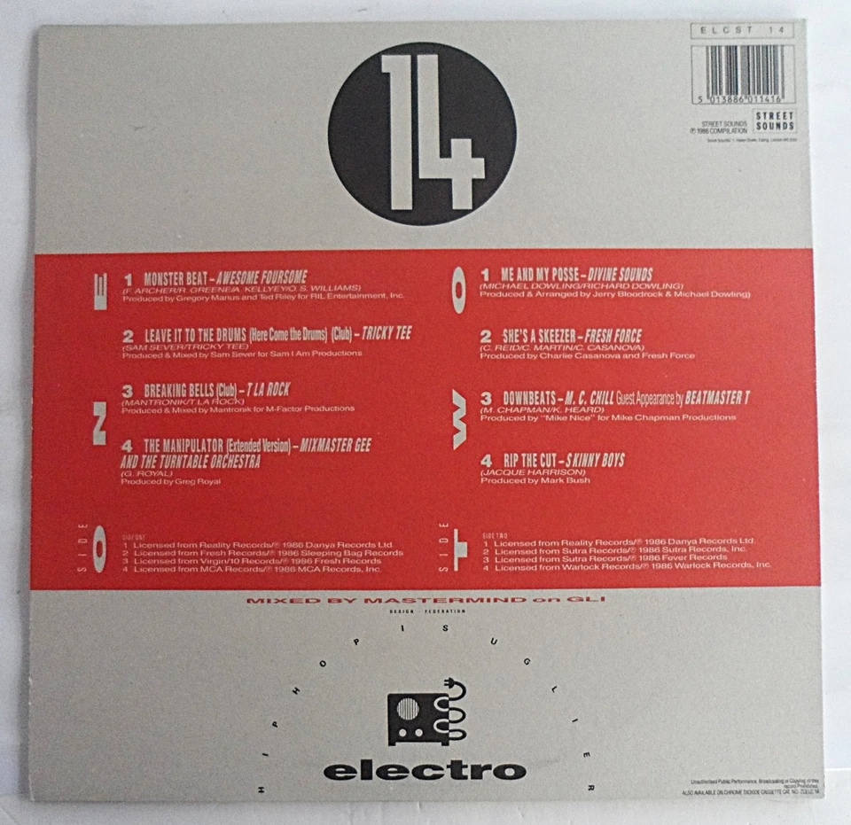 STREET SOUNDS HIP HOP ELECTRO 14 LP VINYL W/INSERT 1986 V/A ELCST14 *EX/VG+* - Image 2 of 4