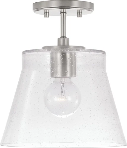 Baker Transitional Seeded Glass Mini Pendant Light, Brushed Nickel Finish - Picture 1 of 5