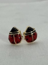 14K Solid Gold Ladybug Stud Earrings