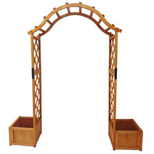 Wooden Garden Arch Pergola with Planters Outdoor Trellis Arbor