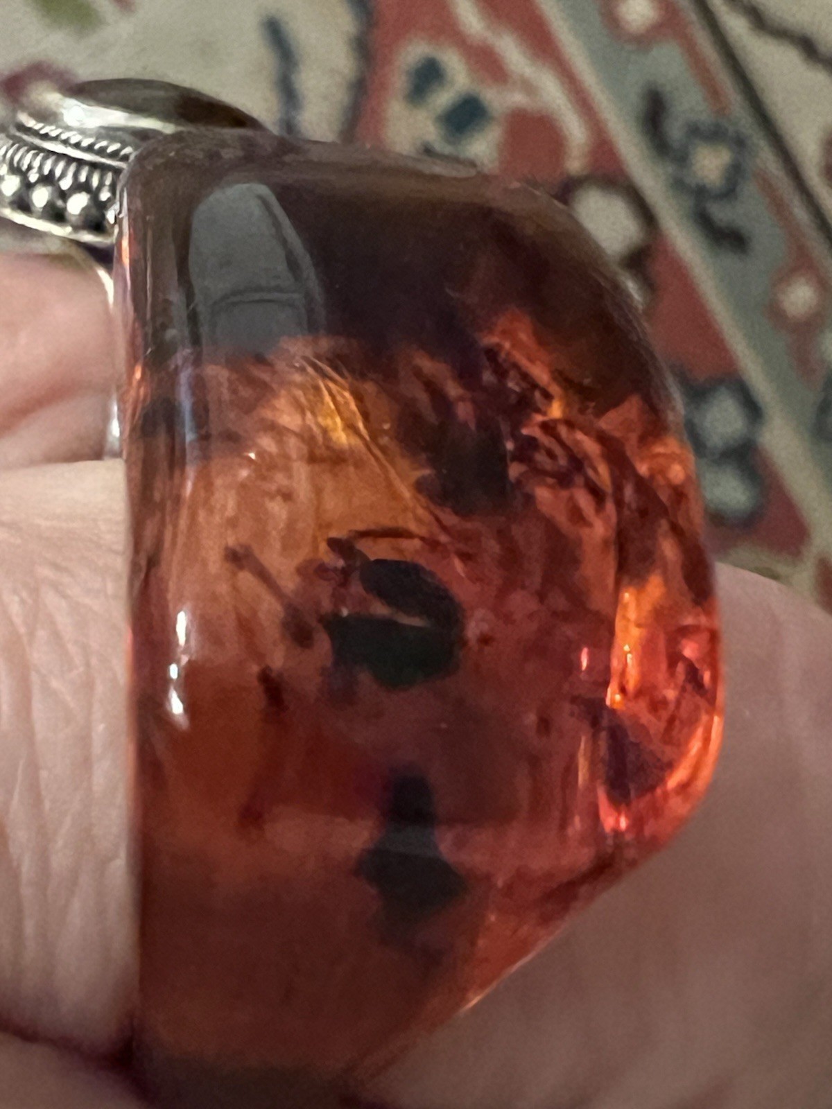 Large Solid Carved Polished Amber Band Ring Size 8 - image 10
