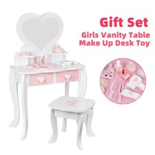 Kids Girls Vanity Table Children Dressing Mirror Make Up Desk Toy Play Gift Set,
