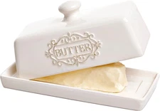Covered Butter Dish with Lid - Elegant Engraved Butter Holder with Lid