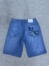 Y2K South Pole baggy double pockets Blue denim jort with embroidered back pocket