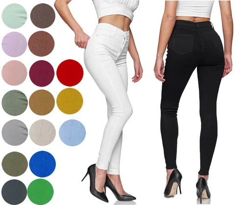 Glamexx24 Womens Skinny Jeans Pants Jeggings High Waist Elastic Stretch