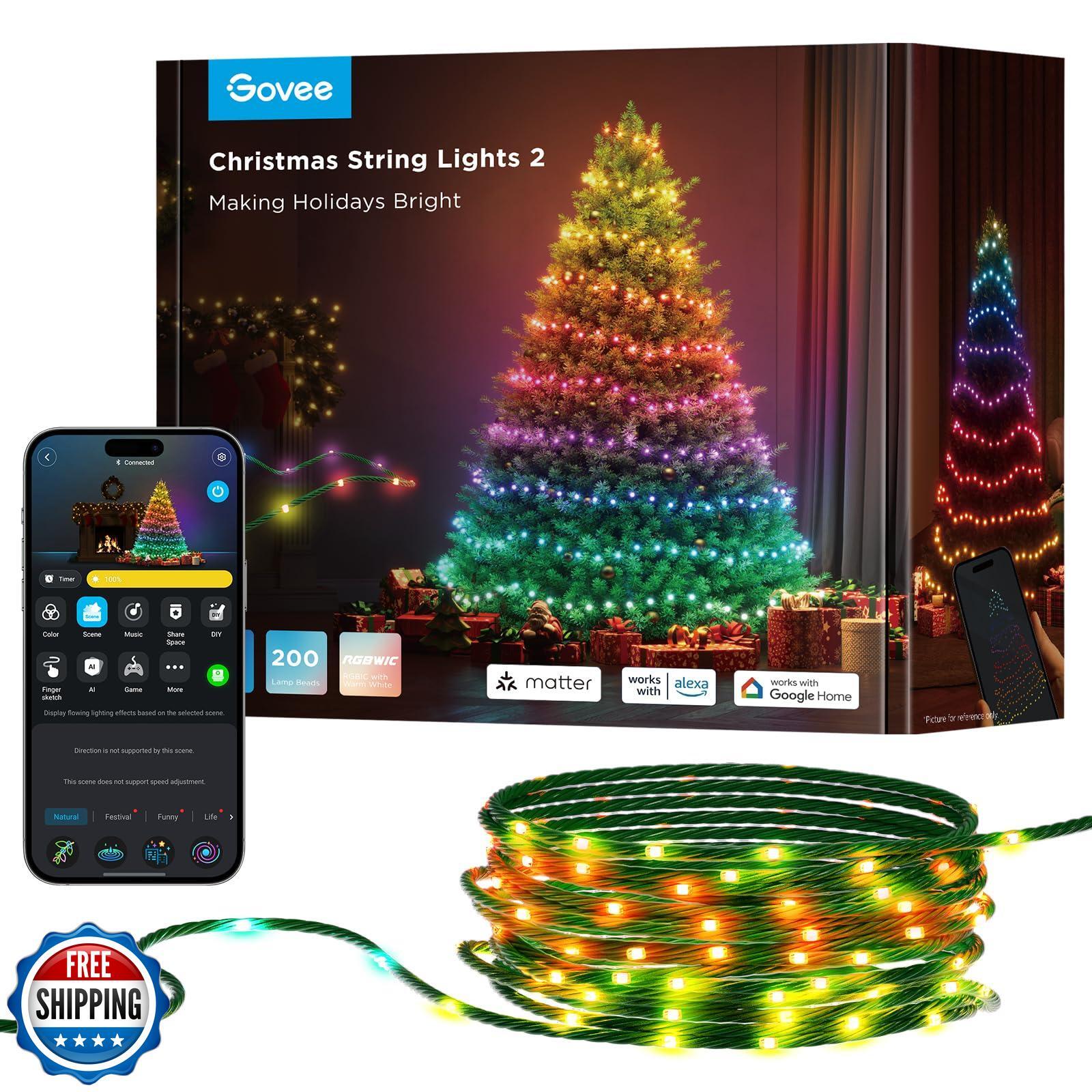 Govee 66ft RGBWIC Christmas Lights with 200 LEDs for Holiday Decor