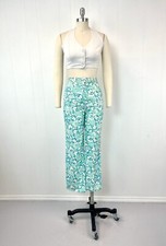 1980s Lilly Pulitzer Fan Butterfly Novelty Print Blue Teal Pants Trousers