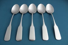 5 Place Oval Soup Spoons WMF PILGRIM Satin Stainless Germany 7 3/8"
