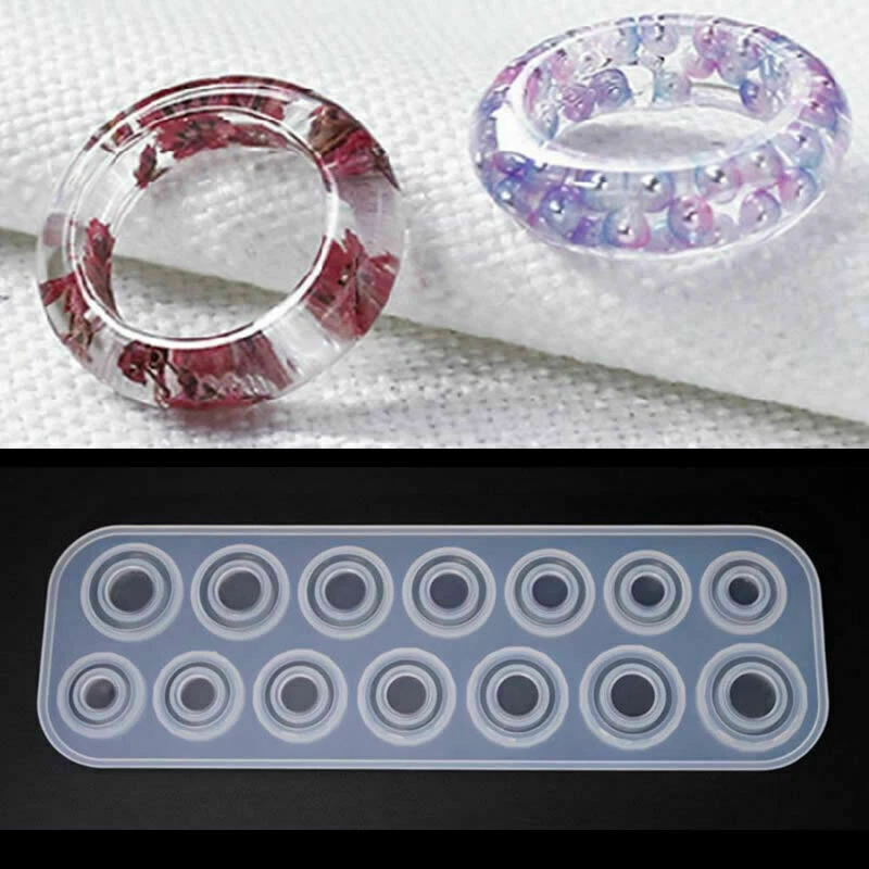 Flat Rings Mould DIY Jewelry Making Ring Silicone Mold Crystal Epoxy Molds