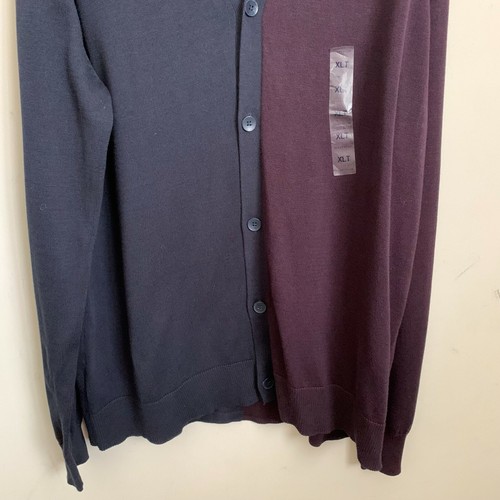 Perry Ellis Mens Cardigan Sweater Navy Blue/Sapphire V-Neck Buttons Size XLT NEW - Picture 5 of 10