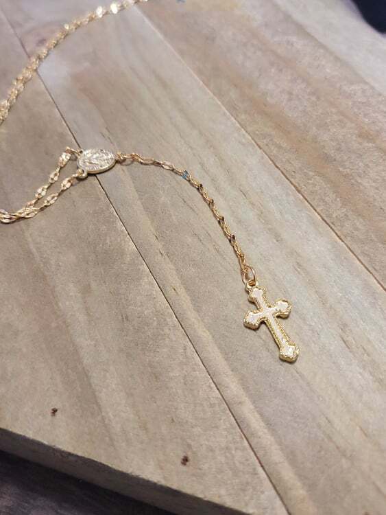Rosary Necklace, Gold Rosary Necklaces ,Catholic Jewelry Plain