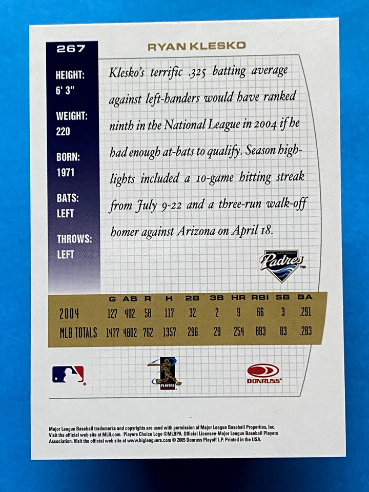 2005 Donruss Team Heroes Ryan Klesko #267 - Image 2 of 2