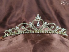 Heart Bride Tiaras Rhinestones Crystal Wedding Gold Crowns Prom Party Headbands