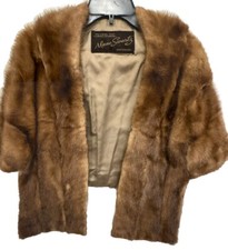 Vintage Beautiful Mano Swartz Genuine Mink Fur Stole Cape W/ Sleeves