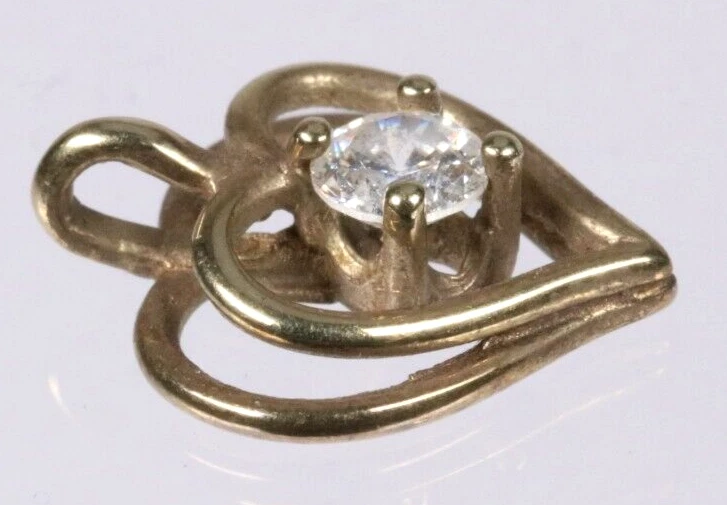 Herz Anhänger 333 Gold 8K Goldanhänger Herzanhänger mit Strass Stein pendant - Bild 3 von 4