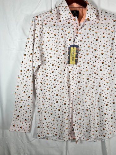 Tom Baine Men’s Shirt Slim Fit Pride Heart Rainbow Wrinkle Free XXL 18-18 1/2 - Picture 5 of 24