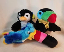 LOT/3 Stuff Plush Zoo TROPIC BIRDS (Parrot, Toucan & Penguin in disguise)