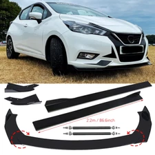 Front Bumper Lip Spoiler Splitter Glossy Black Extension For Nissan Versa S Plus