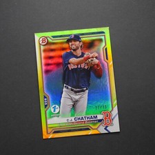 2021 Bowman - Chrome Prospects C.J. Chatham #BCP-113 (RC) Yellow Foil /75