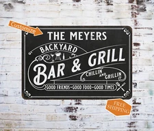 Personalized Backyard Bar and Grill Sign Patio Porch BBQ Home Decor 108120114001