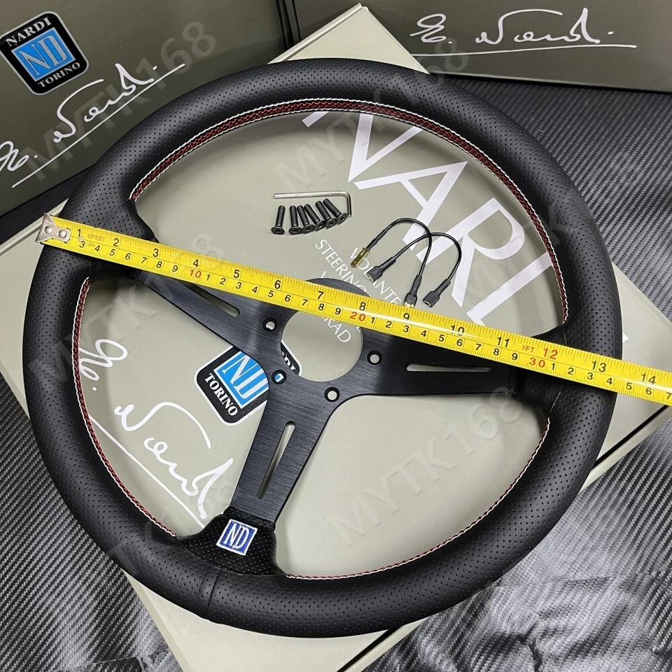 Volante de carreras Nardi 340 mm cuero plato profundo 70 mm negro apto para buje MOMO/OMP Foto 3 de 4