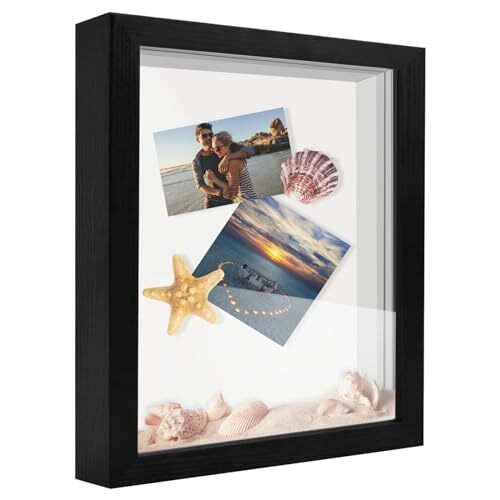 Shadow Box Frame Display Case, Wood with Plexiglass, Display Case Box 5x7 Black