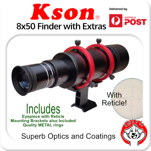 Kson 8x50 Finder with High Transmission Reticled Eyepiece, Bracket, Ring - Picture 1 of 3