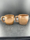 Frankoma Pottery Coffee Tea Mugs Cups- Plainsman Set of 2 Tan Brown Style 5C