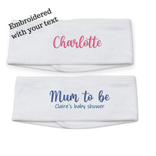 Make up headband beauty band - embroidered with name/text adjustable fastening