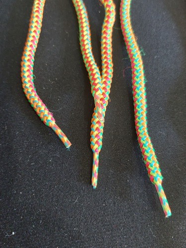 Multi Color Shoe Lace 45" Set Of 2 Laces Orange Green Pink Yellow Round - Picture 4 of 8