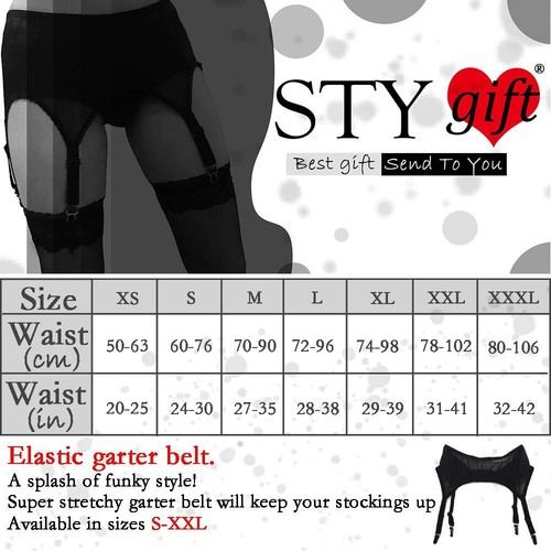 Black Elastic Garter Belt 4 Straps Metal Clips Soft Handfeel Suspender Belt P... - Picture 6 of 8