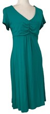 Ann Taylor Womens Dress Short sleeve Ruched V Neck Empire Knit Green size Medium