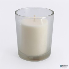 18 White Colored Unscented Wax Votive Candle in Glass Holder 24 Hours Burn Time