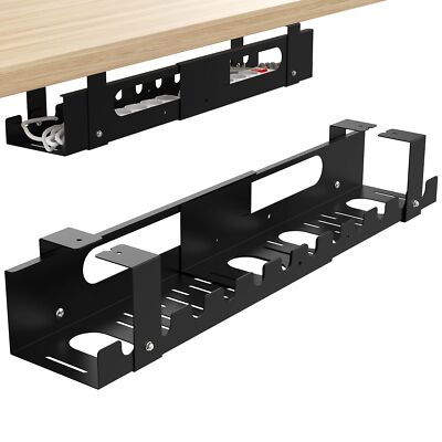 2packs Cable Management Under Desk Tray Adjustable Large Under Table Cord Wire O
