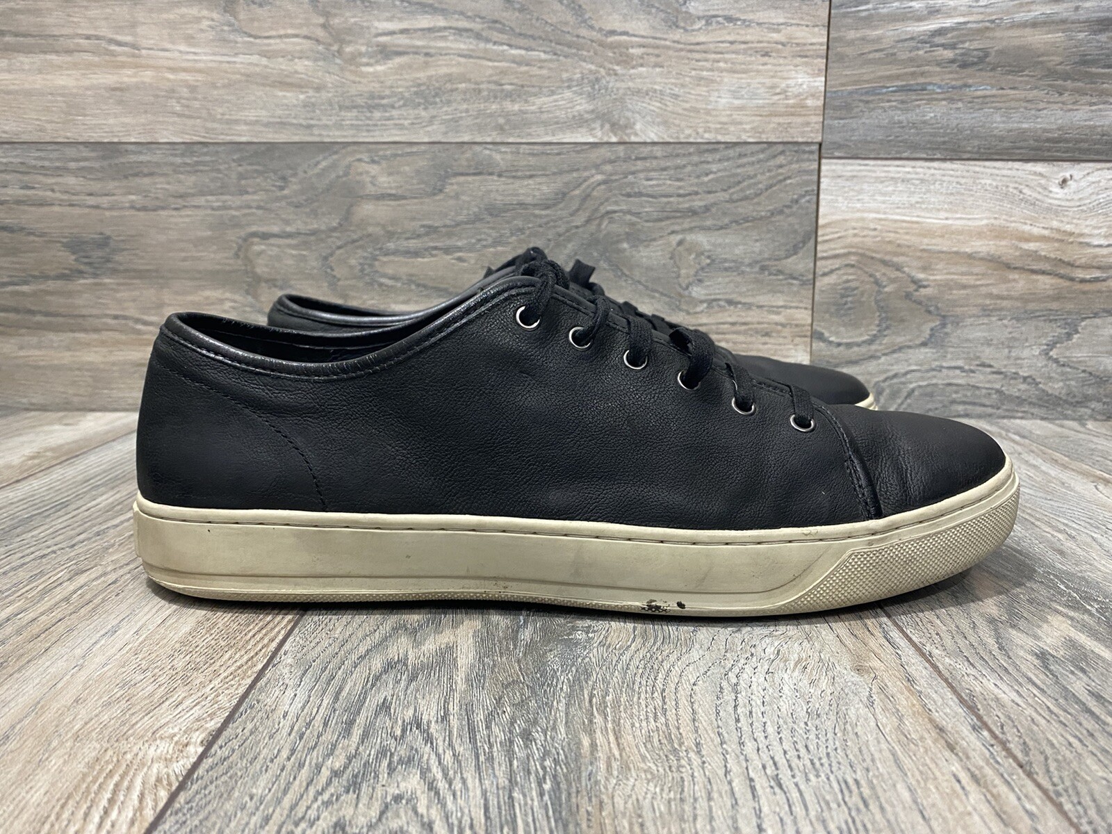 Vince Low Profile Sneakers In Black Leather Size 12 Gem