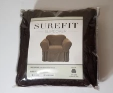 Sure fit Soft Slipcover Soft Suede One Piece Chair Relaxed Fit Chocolate Brown