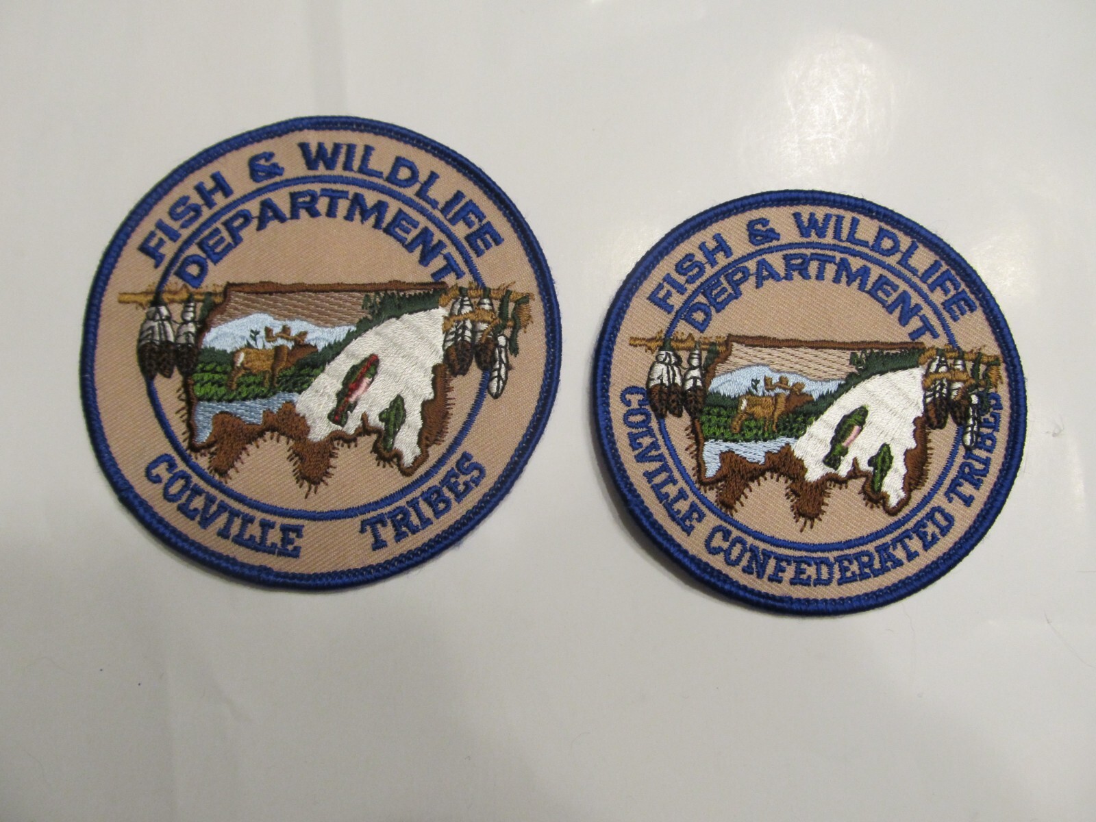 Washington Colville Tribal Fish & Wildlife Warden Patch Set Diff Sizes