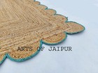 Jute Scalloped Sky Blue Area Rug Living Room Bed room Outdoor Yoga mat 4x6 9x12
