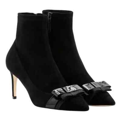 Sophia Webster Andie Double Bow Stretch Wildleder Stiefeletten Gr. 40,5 UK 7,5 US 10,5