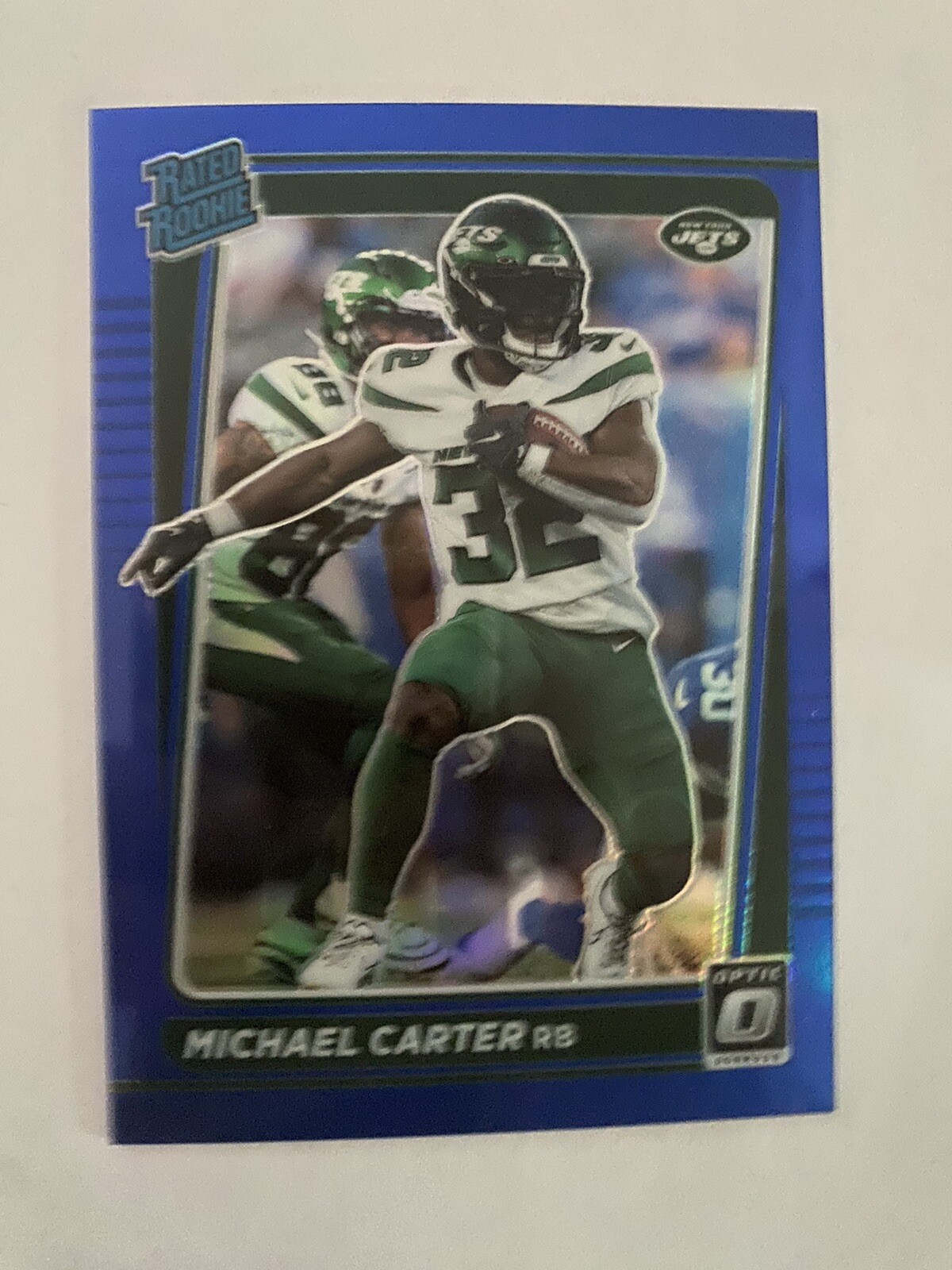 2021 Donruss Optic Rated Rookies Blue #235 Michael Carter /179 - New York Jets