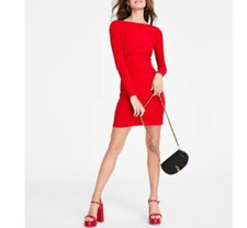 Michael Kors Studded Long-Sleeve Bodycon Dress  XL Crimson Embellished Holidays