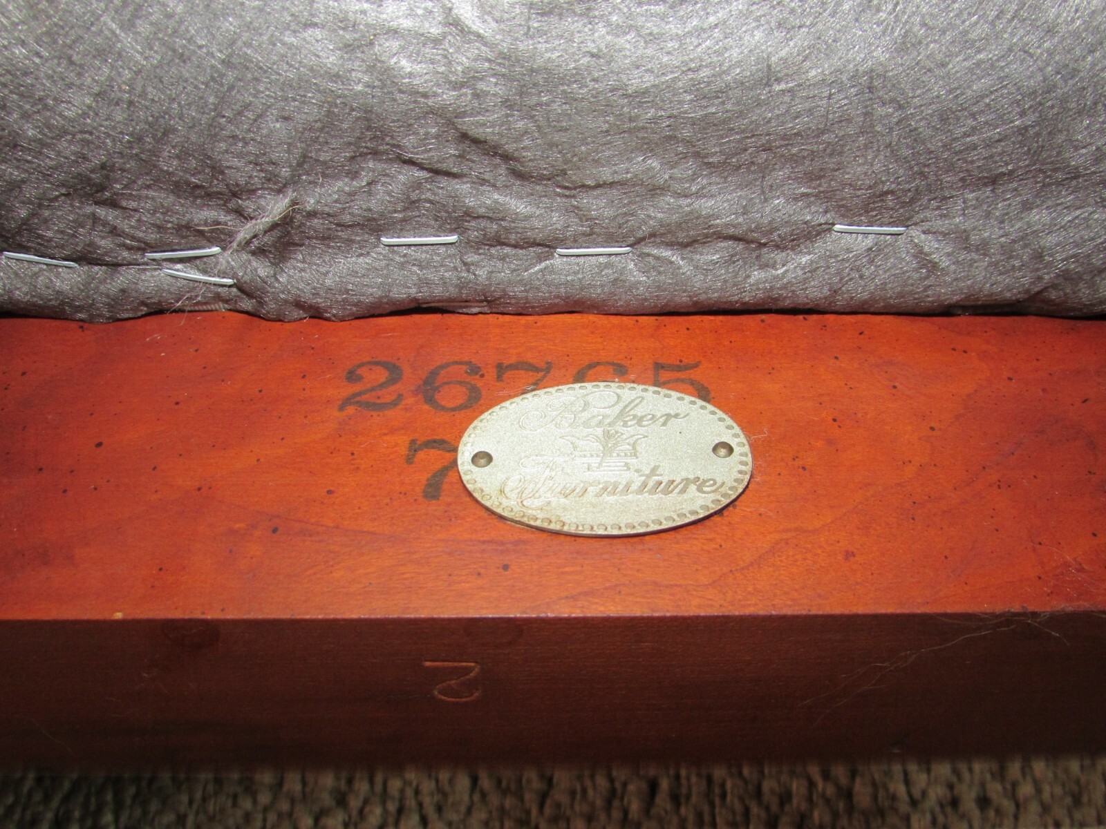 BAKER MAHOGANY QUEEN ANNE DINING CHAIRS, SET OF 6, BLUE UPHOLSTERY