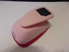 MARVY Uchida  5 1/2"long x 3 3/4"  Paper Cutter Punch PINK square scalloped